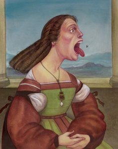 Donna che mangia una mosca