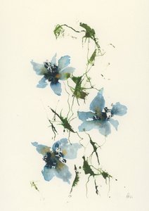 Fiori blu ad acquerello