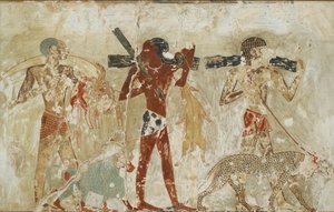Copia di pittura murale, tomba privata 100 di Rekhmire, Tebe, XX secolo. Artisti: Anna Nina Macpherson Davies, Rekhmire da Anna