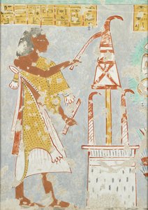 Copia di pittura murale, tomba privata 296 di Nefersekhemru, Tebe, arpa cieca, XX secolo
