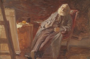 Il pittore Vilhelm Kyhn che fuma la pipa da Anna Ancher