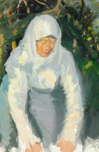 Donna di Skagen con una sciarpa bianca. da Anna Ancher