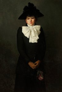 Ritratto di una giovane donna con una rosa in mano