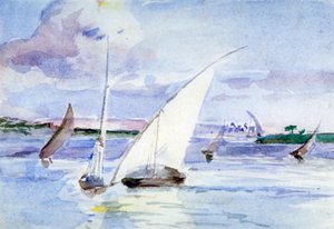 Un lago con barche a vela, c. 1864-1930