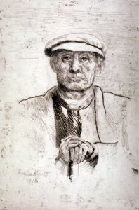 Vecchio con berretto piatto da Anna Lea Merritt