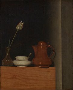 Natura morta con brocca e tulipano