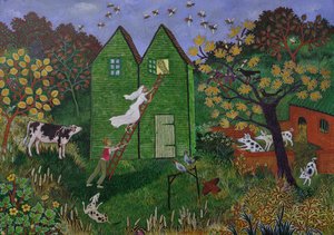 Ricordo del giorno in cui dimenticai le chiavi, 2022 (acrilico su tavola) da Anna Pugh