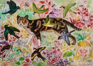 Soriano e gli uccelli, 2019 (acrilico) da Anna Pugh