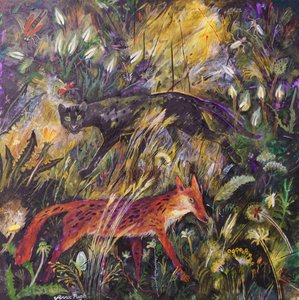 La pantera e la volpe, 2023 (acrilico) da Anna Pugh