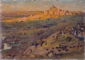 Toledo Spagna, Sole del pomeriggio (olio su tela montata su tavola stratificata)