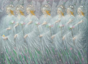 Le rivelazioni della primavera (dittico), pannello destro, 2012 (olio su lino belga) da Annael Anelia Pavlova