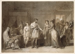 Bayard rifiuta i regali della sua padrona di casa, a Brescia da Anne-Louis Girodet de Roucy-Trioson