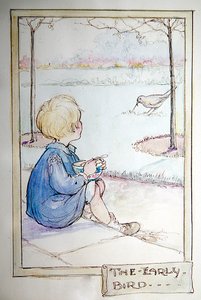Il primo uccello - Tordo che prende un verme da Anne Anderson
