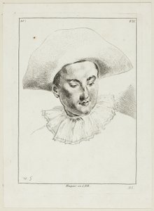 Testa di uomo (con cappello e gorgiera) da Anne Claude Philippe Caylus