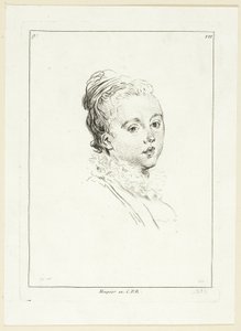 Testa di donna (girata a sinistra) da Anne Claude Philippe Caylus