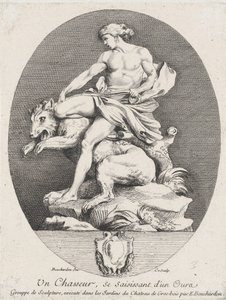Un cacciatore che afferra un orso, 1737 da Anne Claude Philippe de