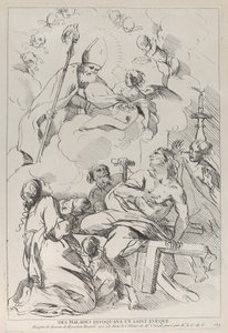 Malati che invocano un santo vescovo, che appare in alto a sinistra da Anne Claude Philippe de Caylus
