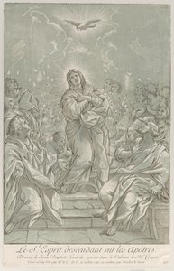 La Pentecoste, con la Vergine al centro, lo Spirito Santo sopra, e gli Apostoli, ca. 1729 da Anne Claude Philippe de Caylus