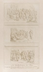 Tre studi separati per i miracoli dei pani, mostrando Cristo in piedi, ca. 1729-40 da Anne Claude Philippe de Caylus