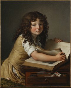 Benoît Agnès Trioson con un libro da Anne Louis Girodet de Roucy Trioson
