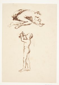 Foglio di Studio con Uomo in Ginocchio e Ragazzo in Piedi da Anne Marie Carl Nielsen