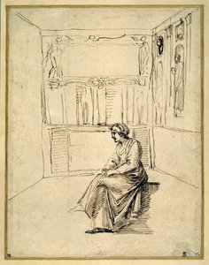Una donna seduta in una stanza da Annibale Carracci