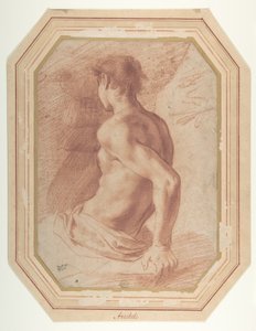 Vista posteriore di un giovane nudo seduto rivolto a sinistra da Annibale Carracci