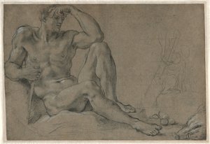 Ercole a riposo (recto); Vaso con manico (verso) da Annibale Carracci