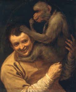 Uomo con scimmia che ascolta da Annibale Carracci