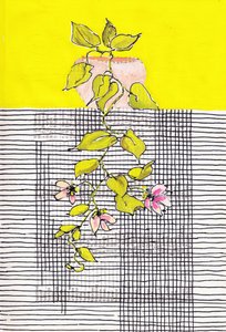 Rete geometrica con rampicante in fiore da Annick