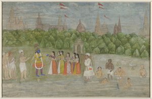 Krishna danza con le Gopi sulla riva dello Yamuna a Brindaban da Anonymous