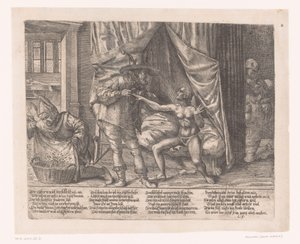 Allegoria con un uomo che mette una cintura di castità a una donna da Anonymous