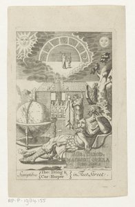 Ambrosius Theodosius Macrobius appoggiato su una pietra accanto a un globo (pagina del titolo) da Anonymous