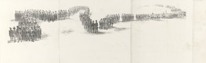 Funerale del defunto re Guglielmo II a Delft il 4 aprile 1849 (foglio 5) (serie Vijf aaneengesloten bladen van de begrafenisstoet van Willem II in 1849) da Anonymous