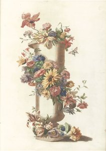 Vaso cilindrico con ghirlanda di fiori