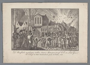I ribelli di Bruxelles entrano ad Anversa mentre il Luogotenente Generale Chassé bombarda la città, il 28 ottobre 1830 da Anonymous