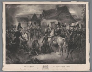 La sostituzione del cavallo ferito del principe di Orange (il futuro re Guglielmo II), durante la battaglia di Boutersem, 12 agosto 1831 da Anonymous
