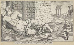 Un disegnatore presso la statua del Tevere (Marforio)
