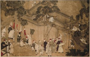 Un tempio con operai al lavoro (serie: Le meraviglie di Mazu) da Anonymous