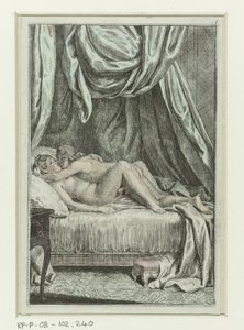 Serie erotica con coppie a letto (Coppia che copula in letto a baldacchino) (Scene erotiche) da Anonymous