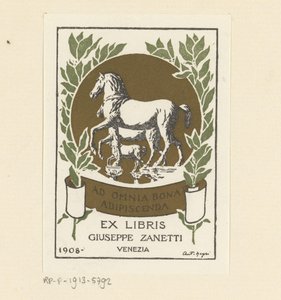 Ex libris di Giuseppe Zanetti (Ad omnia bona adipiscenda) da Anonymous