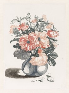 Cinque stampe di fiori in vasi di vetro da Anonymous