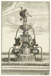 Fontana con statua di Nettuno (Architectura Curiosa Nova) da Anonymous