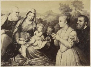 Fotoreproduzione di (probabilmente) una stampa della Sacra Famiglia e fondatori da Anonymous
