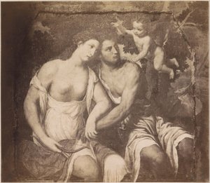 Riproduzione fotografica del dipinto Venere e Adone di Paris Bordone da Anonymous