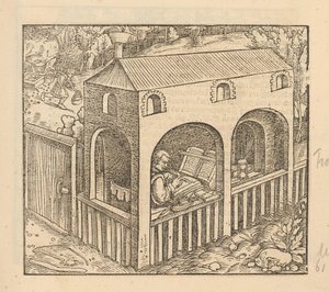 Francesco Petrarca scrive nella sua casa