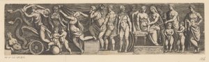 Fregio con uomini, donne e bambini