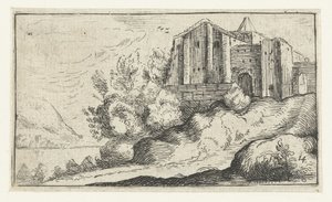 Edifici su una roccia vicino a un fiume