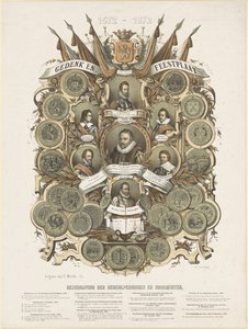 Tavola commemorativa e festiva con ritratti di Guglielmo I, principe d