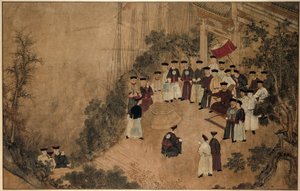 Generale Shi Lang con dignitari presso un pozzo sul mare da Anonymous